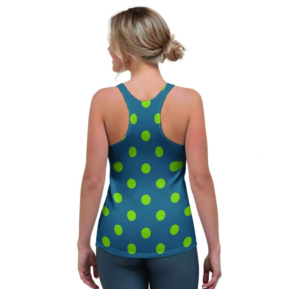 Emerald Green Polka Dot Women's Racerback Tank Top-grizzshop