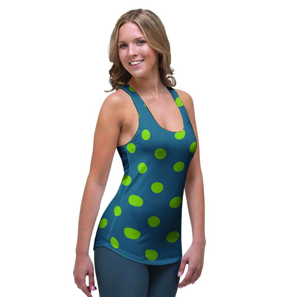 Emerald Green Polka Dot Women's Racerback Tank Top-grizzshop