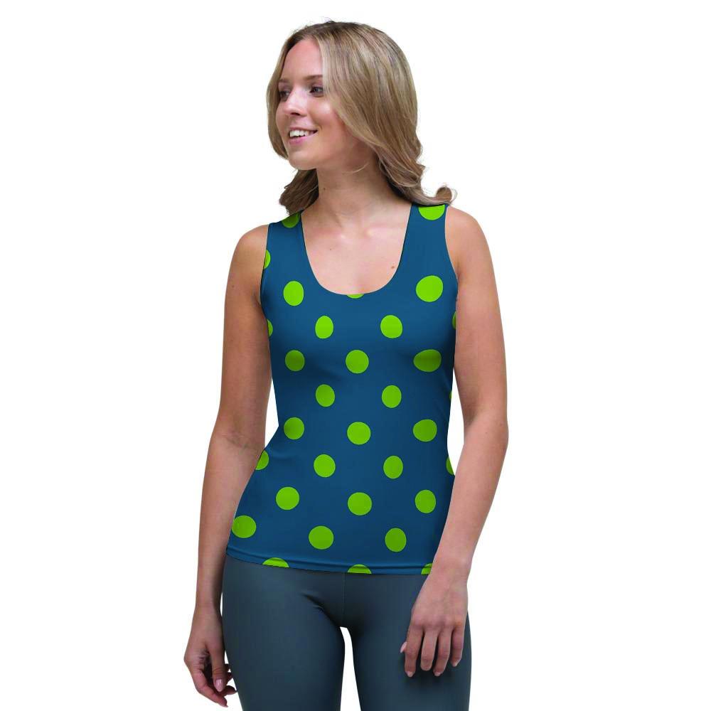 Emerald Green Polka Dot Women's Tank Top-grizzshop