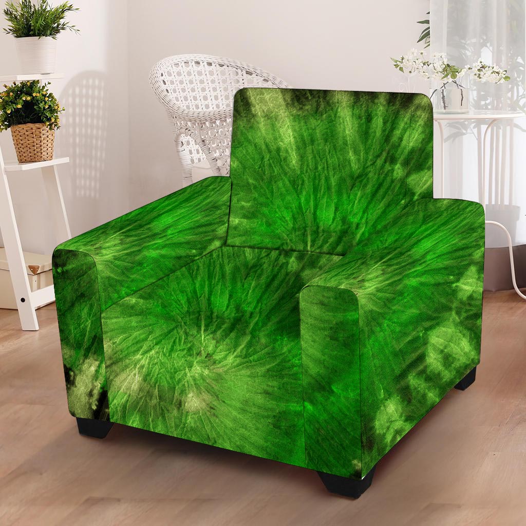 Emerald Green Tie Dye Armchair Cover-grizzshop