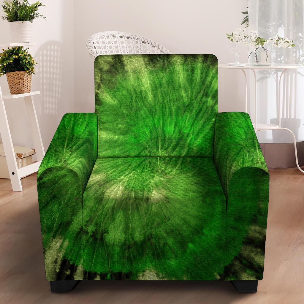 Emerald Green Tie Dye Armchair Cover-grizzshop