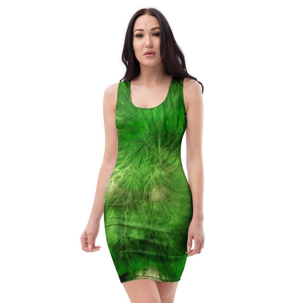 Emerald Green Tie Dye Bodycon Dress-grizzshop