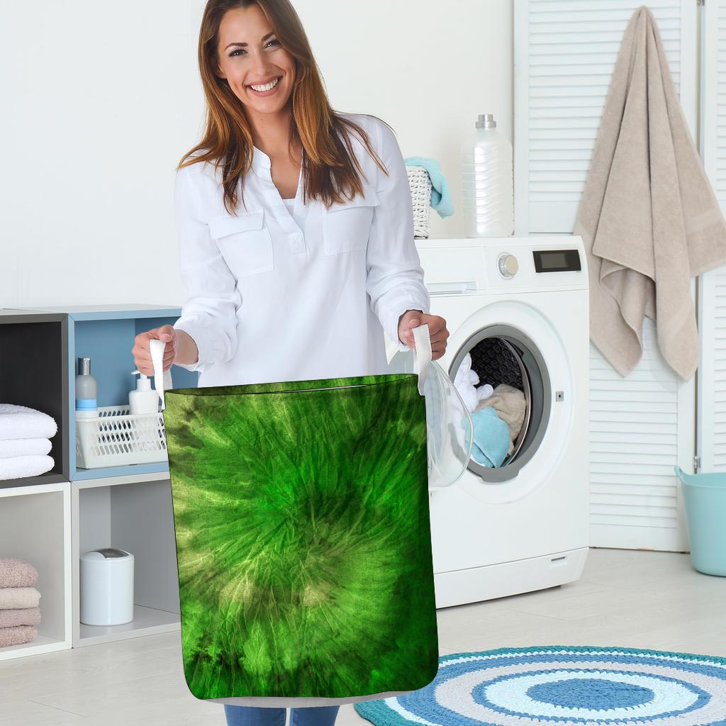 Emerald Green Tie Dye Laundry Basket-grizzshop