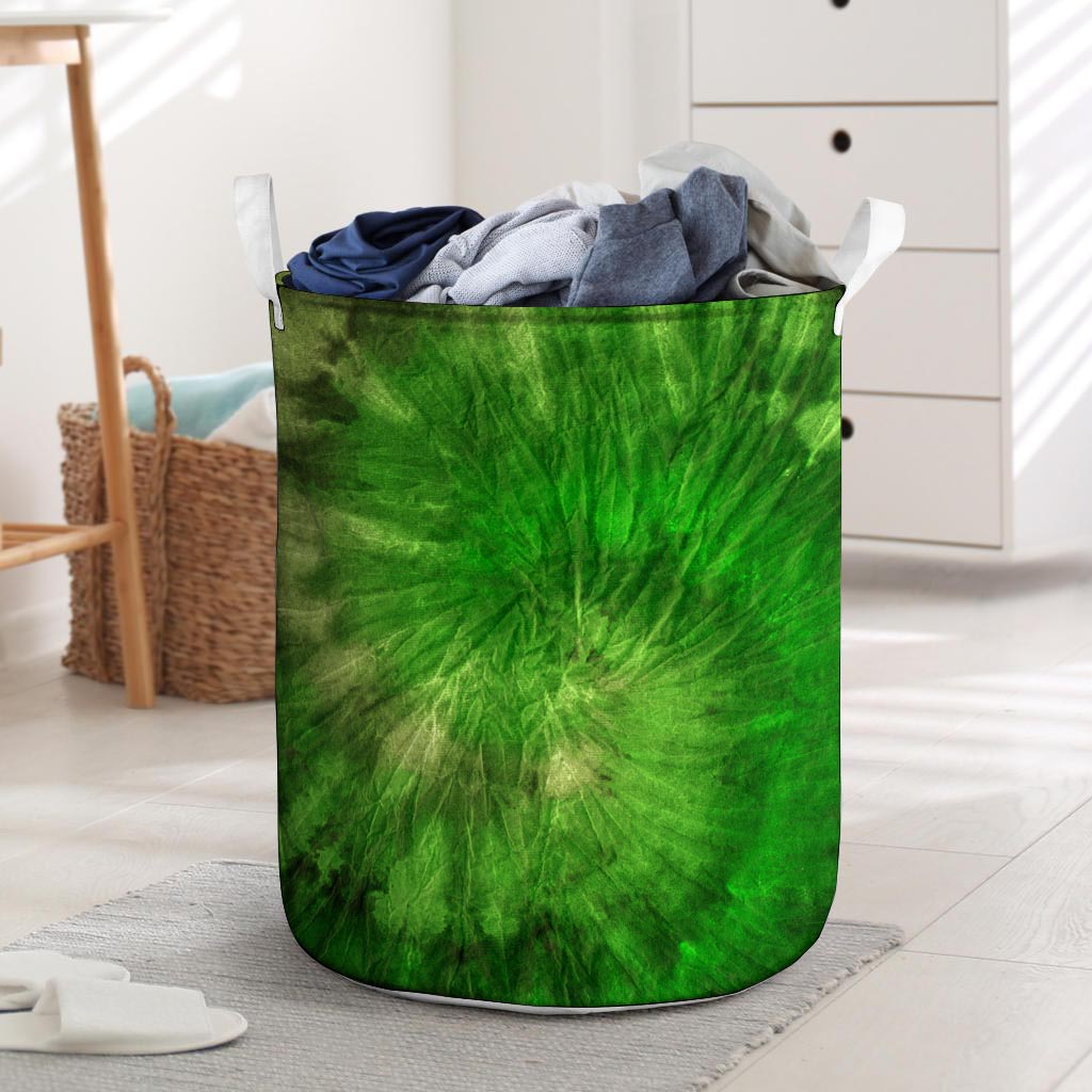 Emerald Green Tie Dye Laundry Basket-grizzshop