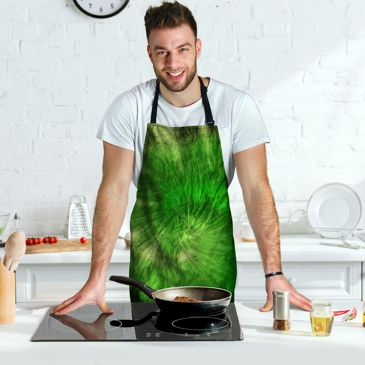 Emerald Green Tie Dye Men's Apron-grizzshop