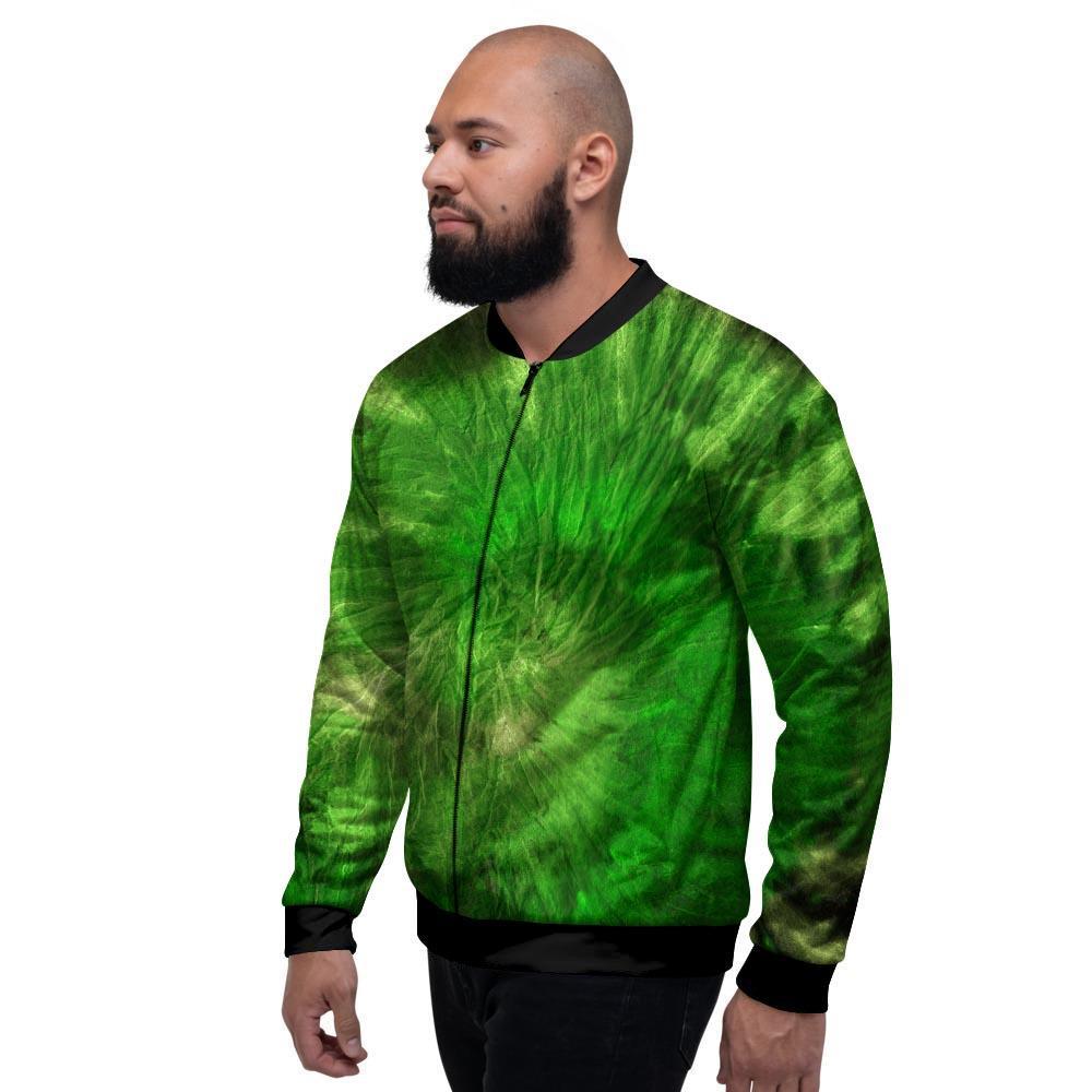 Emerald Green Tie Dye Men's Bomber Jacket-grizzshop