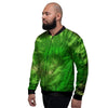 Emerald Green Tie Dye Men's Bomber Jacket-grizzshop