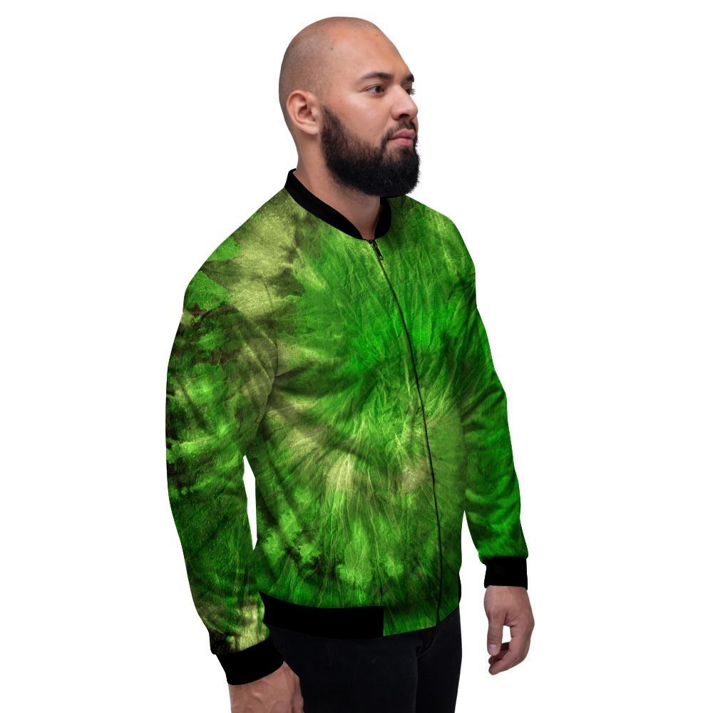 Emerald Green Tie Dye Men's Bomber Jacket-grizzshop