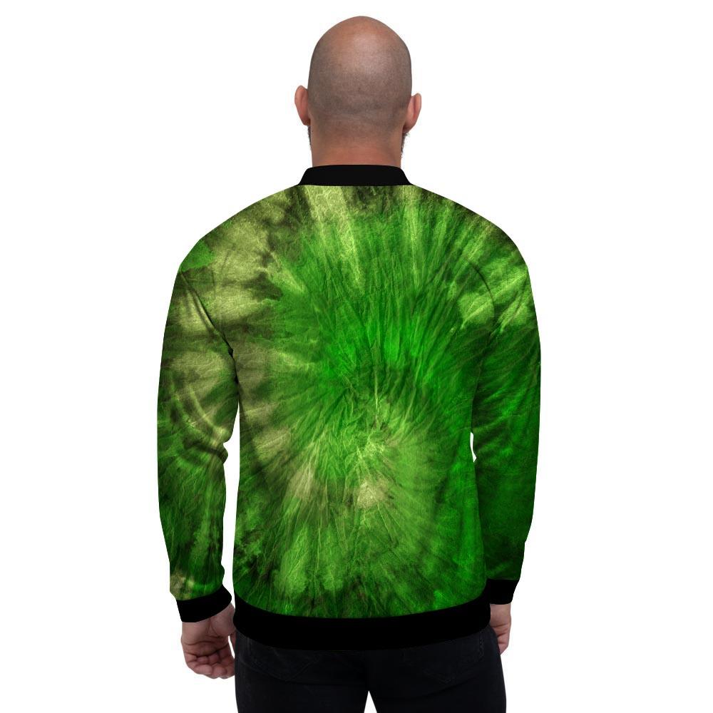 Emerald Green Tie Dye Men's Bomber Jacket-grizzshop