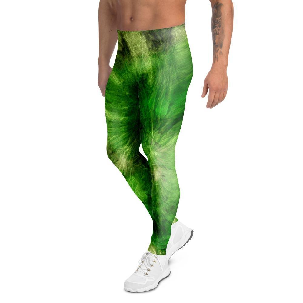 Emerald Green Tie Dye Men's Leggings-grizzshop