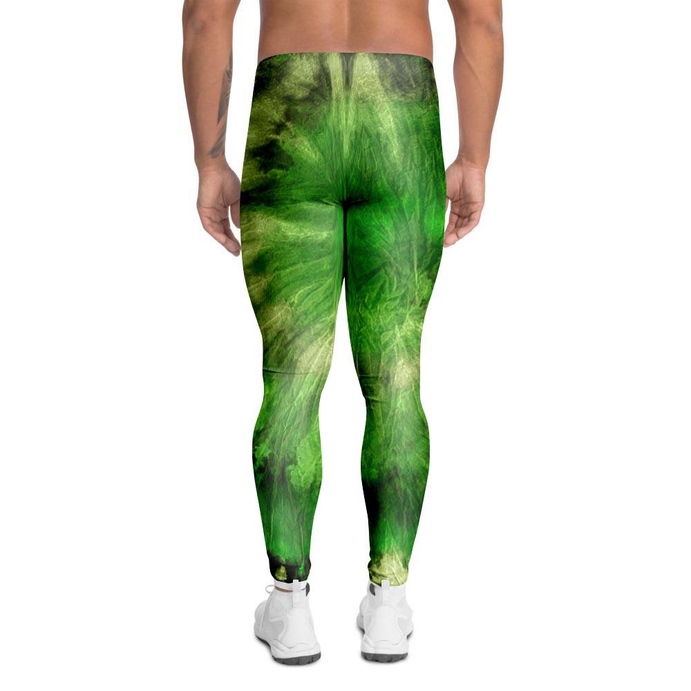 Emerald Green Tie Dye Men's Leggings-grizzshop