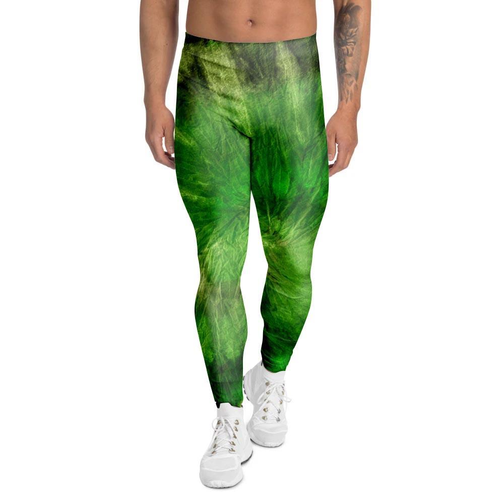 Emerald Green Tie Dye Men's Leggings-grizzshop