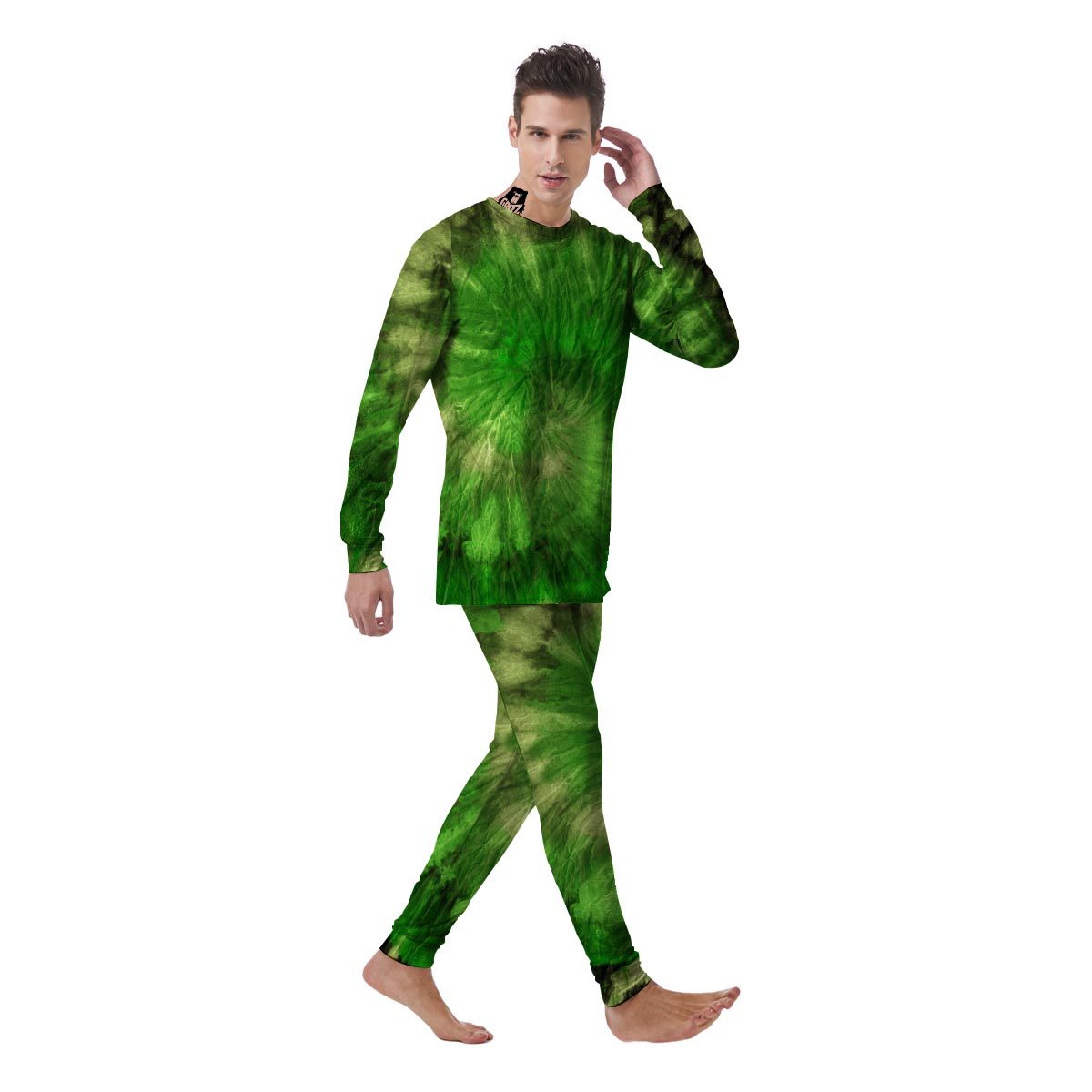 Emerald Green Tie Dye Men's Pajamas-grizzshop