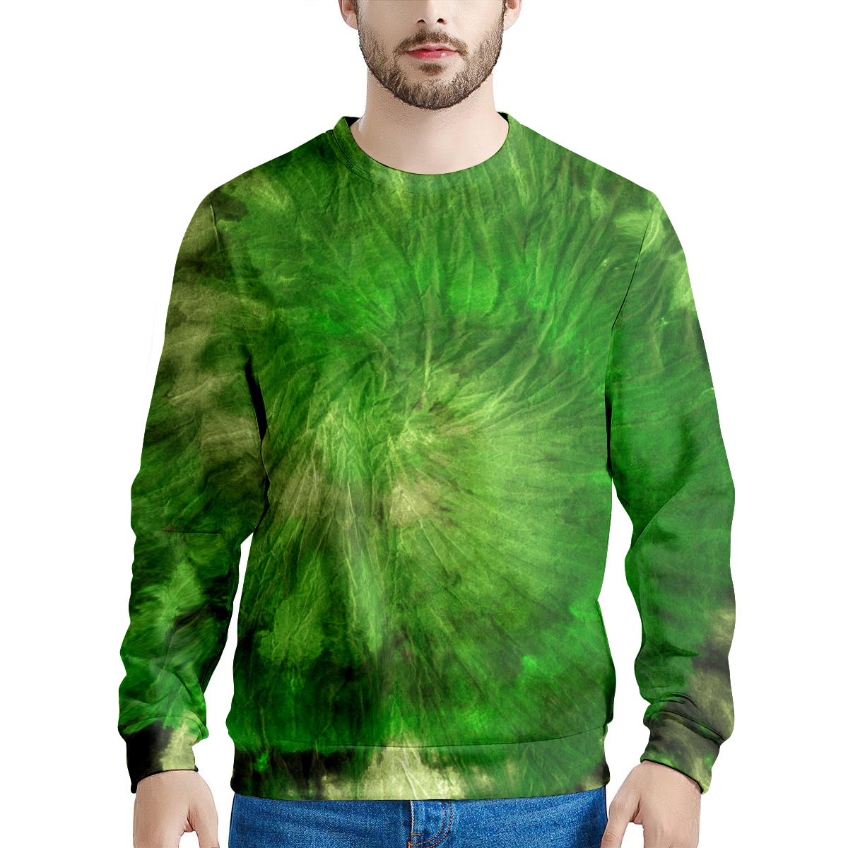 Emerald Green Tie Dye Men's Sweatshirt-grizzshop