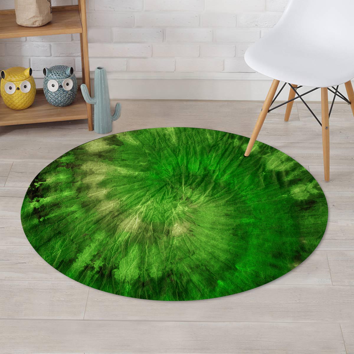 Emerald Green Tie Dye Round Rug-grizzshop