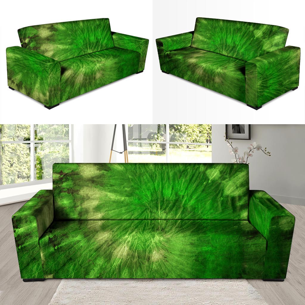 Emerald Green Tie Dye Sofa Cover-grizzshop