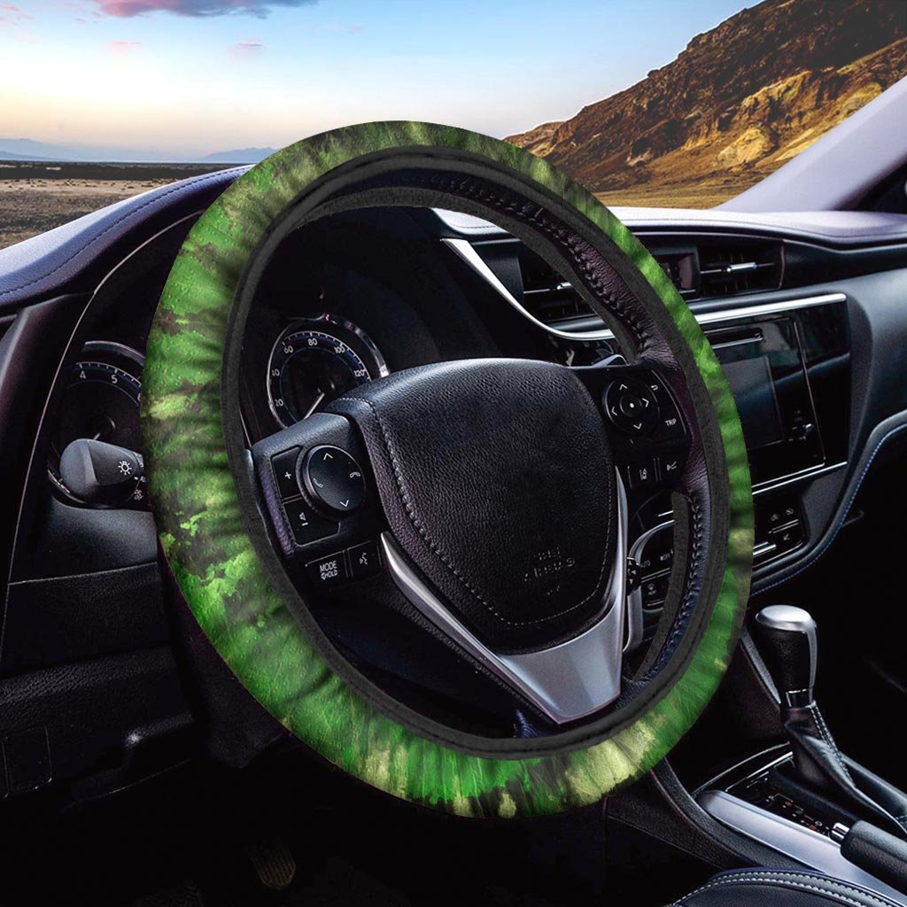 Emerald Green Tie Dye Steering Wheel Cover-grizzshop