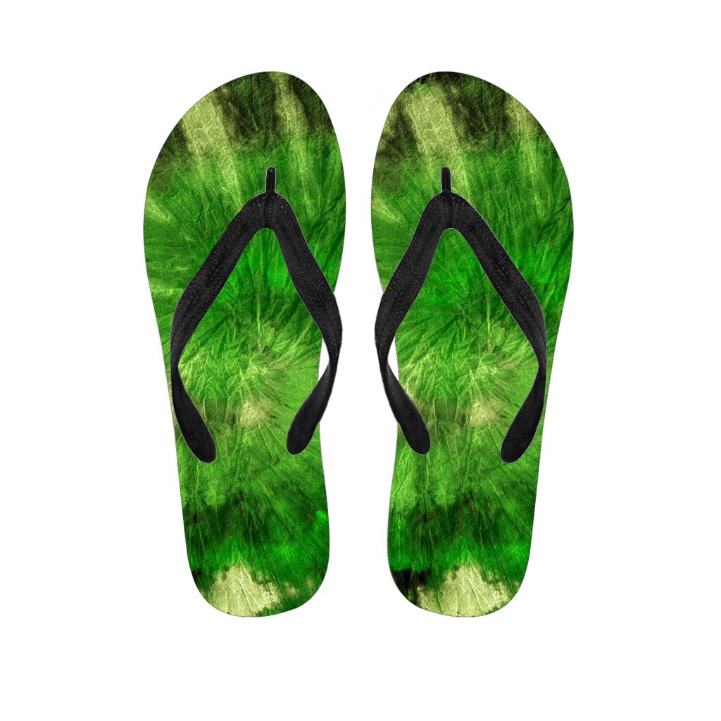 Emerald Green Tie Dye Women's Flip Flops-grizzshop