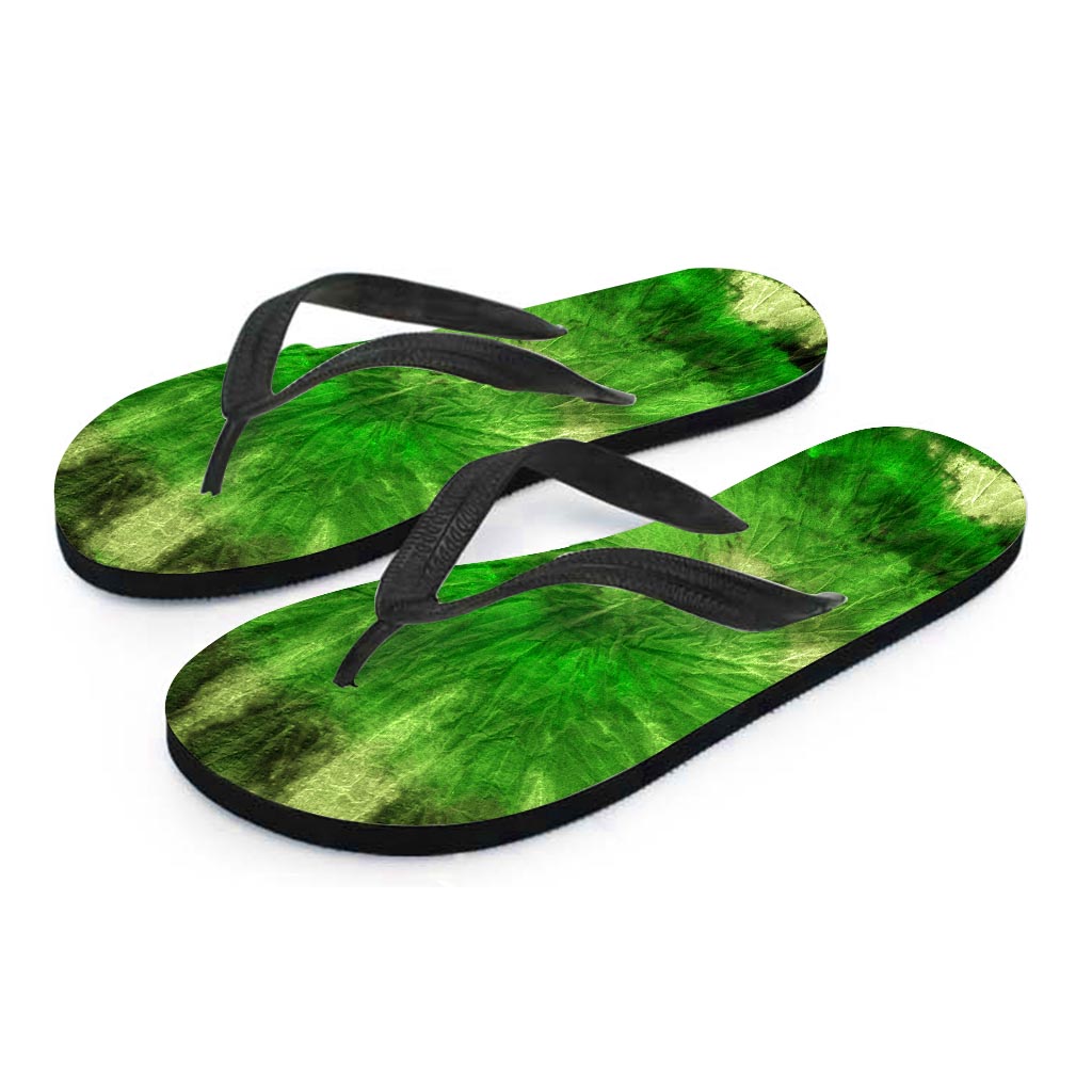 Emerald Green Tie Dye Women's Flip Flops-grizzshop