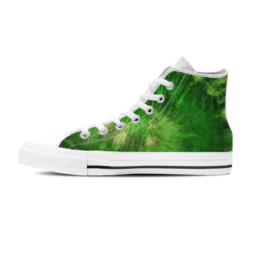 Emerald Green Tie Dye Women's High Top Shoes-grizzshop