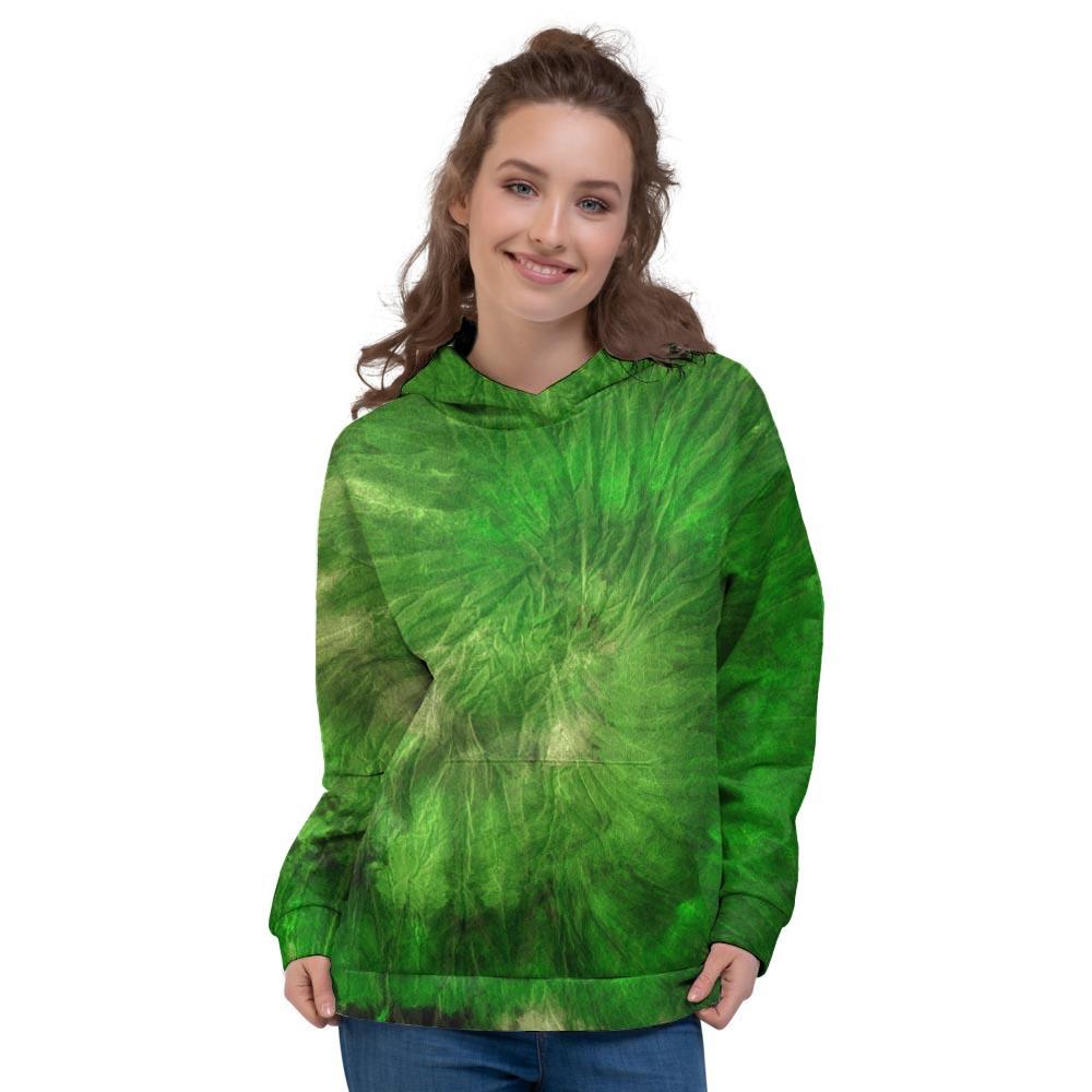 Emerald Green Tie Dye Women's Hoodie-grizzshop