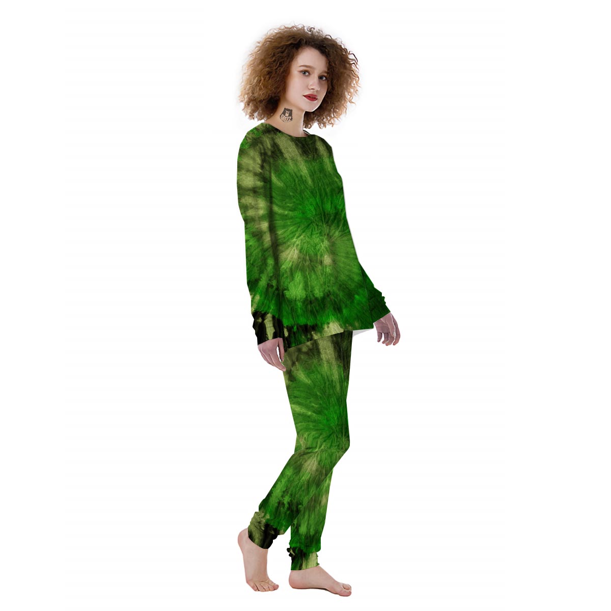 Emerald Green Tie Dye Women's Pajamas-grizzshop