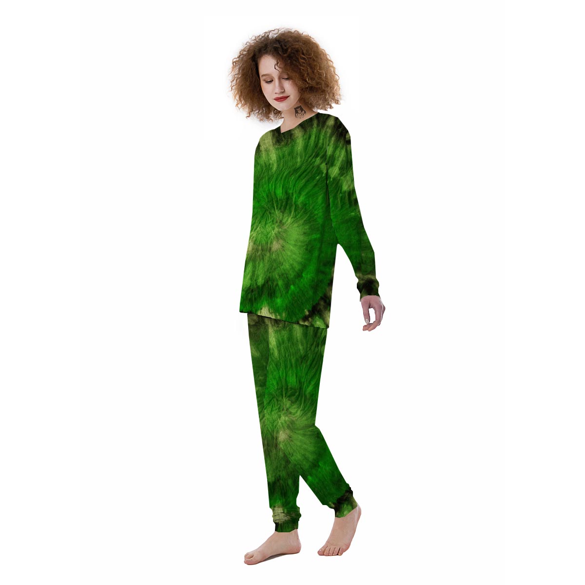 Emerald Green Tie Dye Women's Pajamas-grizzshop