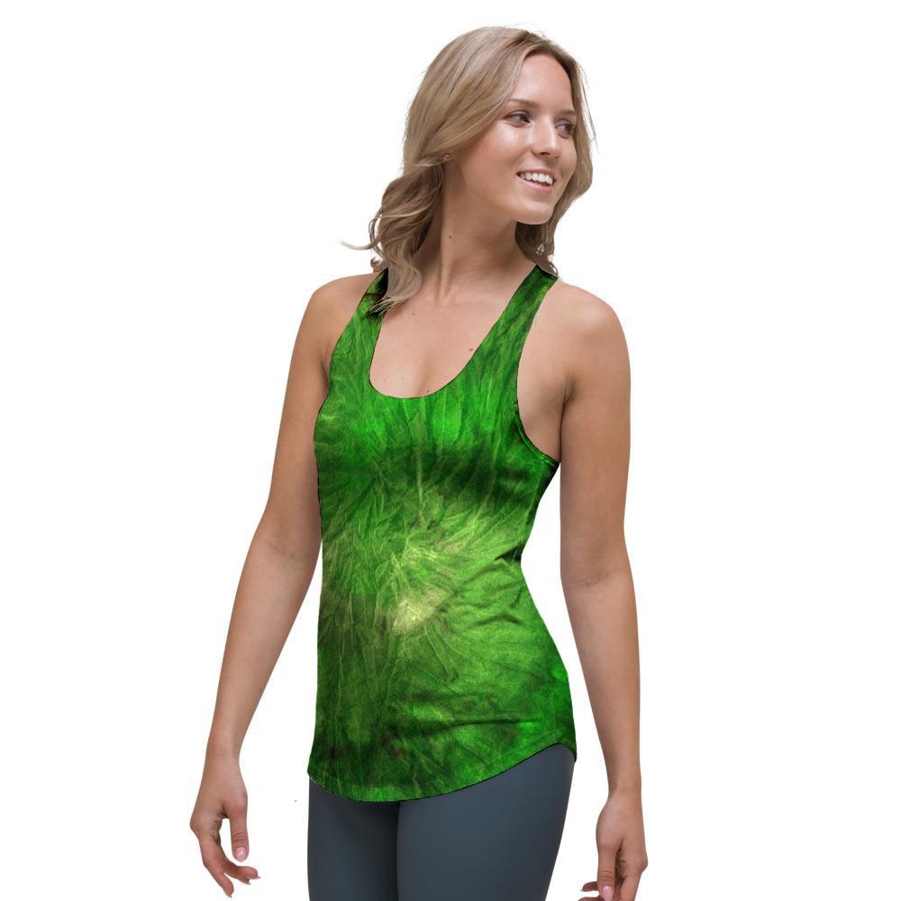 Emerald Green Tie Dye Women's Racerback Tank Top-grizzshop