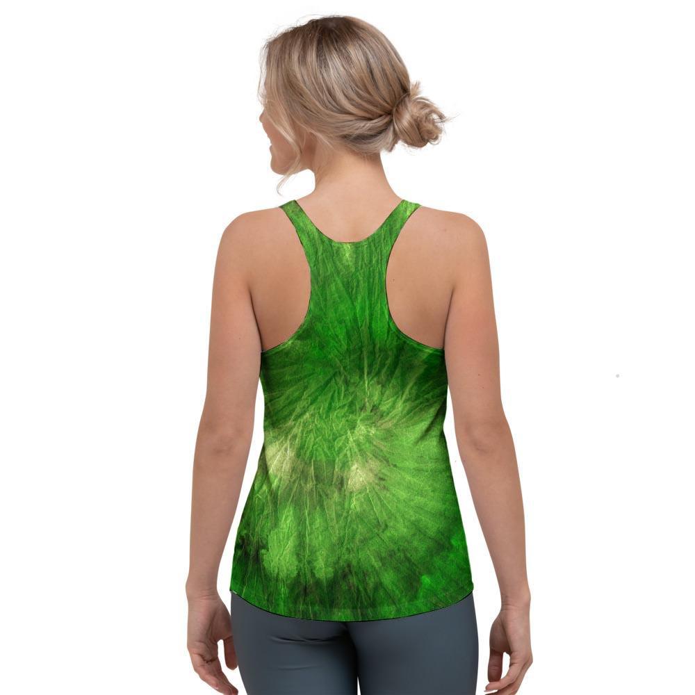 Emerald Green Tie Dye Women's Racerback Tank Top-grizzshop