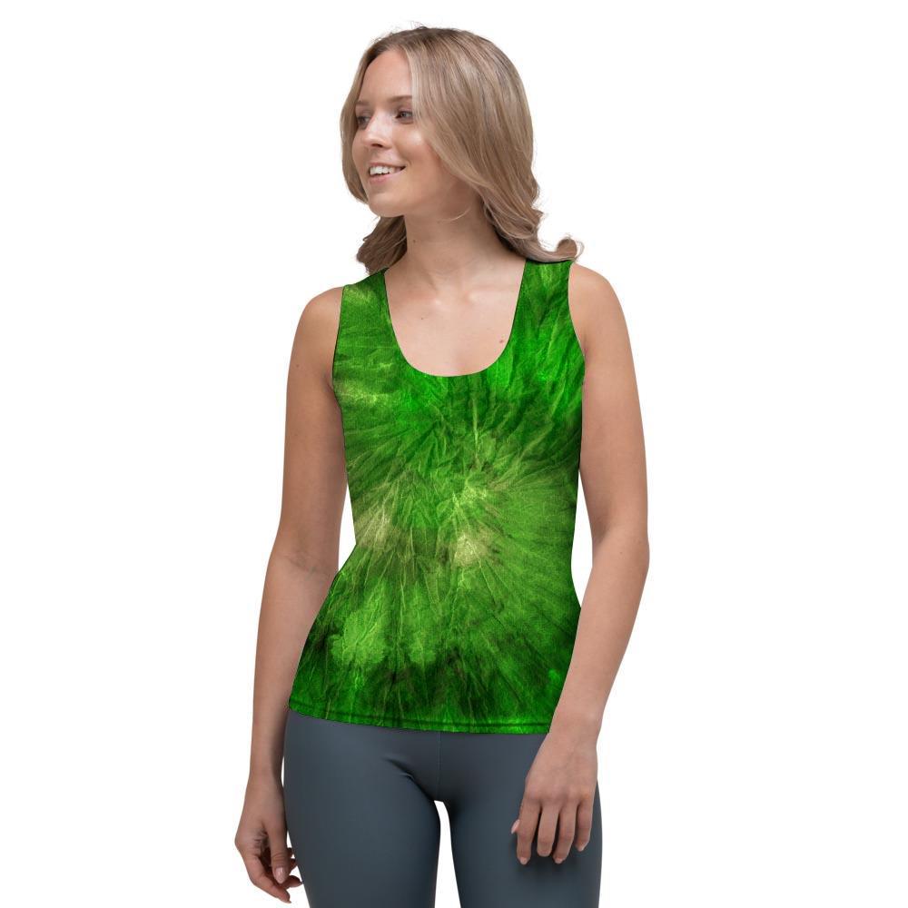 Emerald Green Tie Dye Women's Tank Top-grizzshop