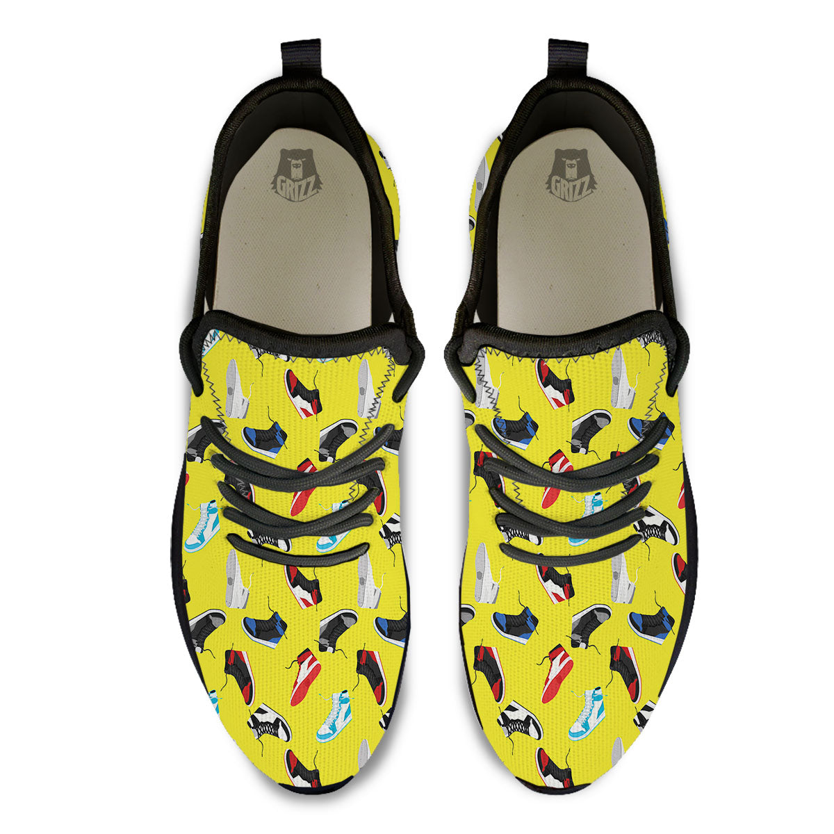 Emo Shoes Print Pattern Black Athletic Shoes-grizzshop