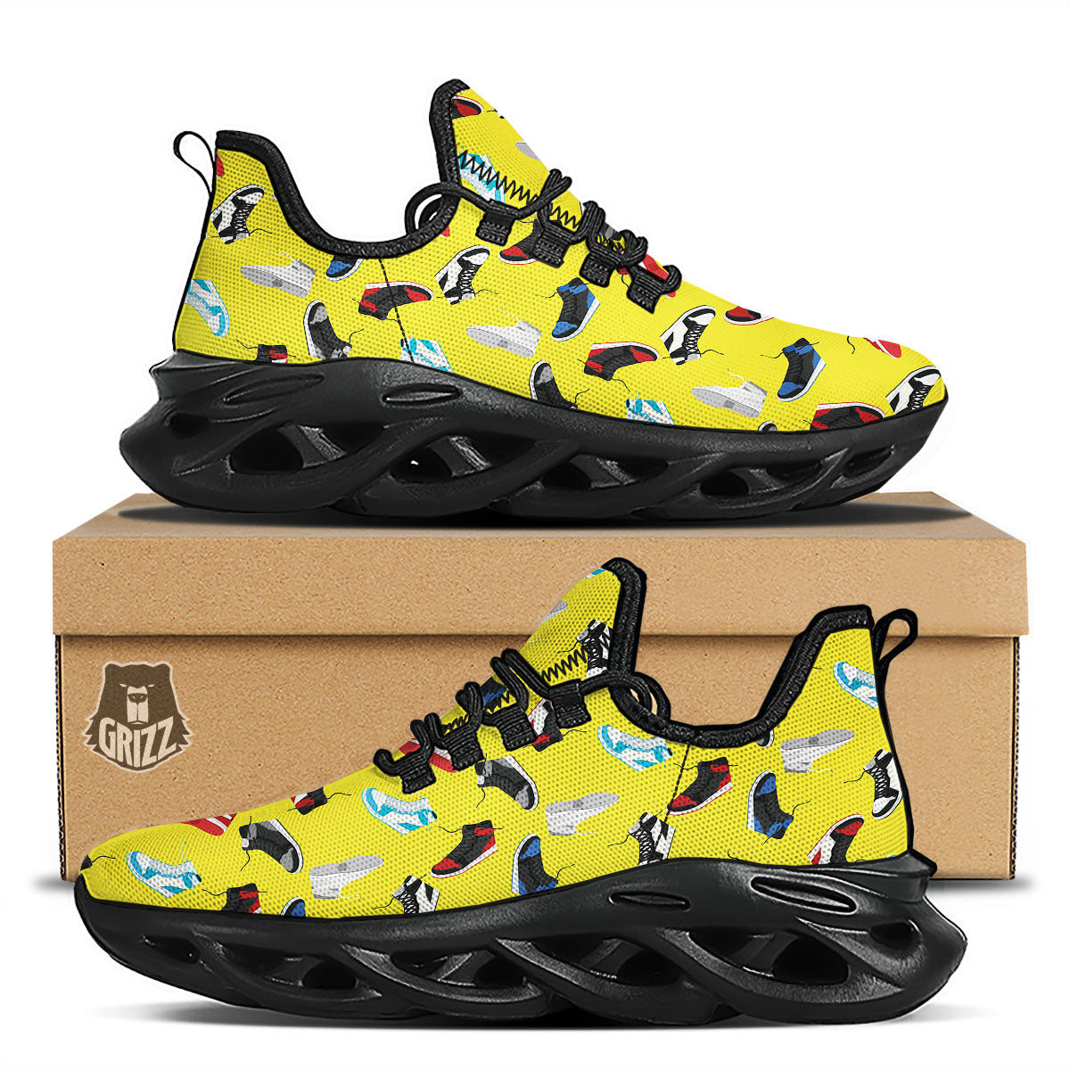 Emo Shoes Print Pattern Black Running Shoes-grizzshop