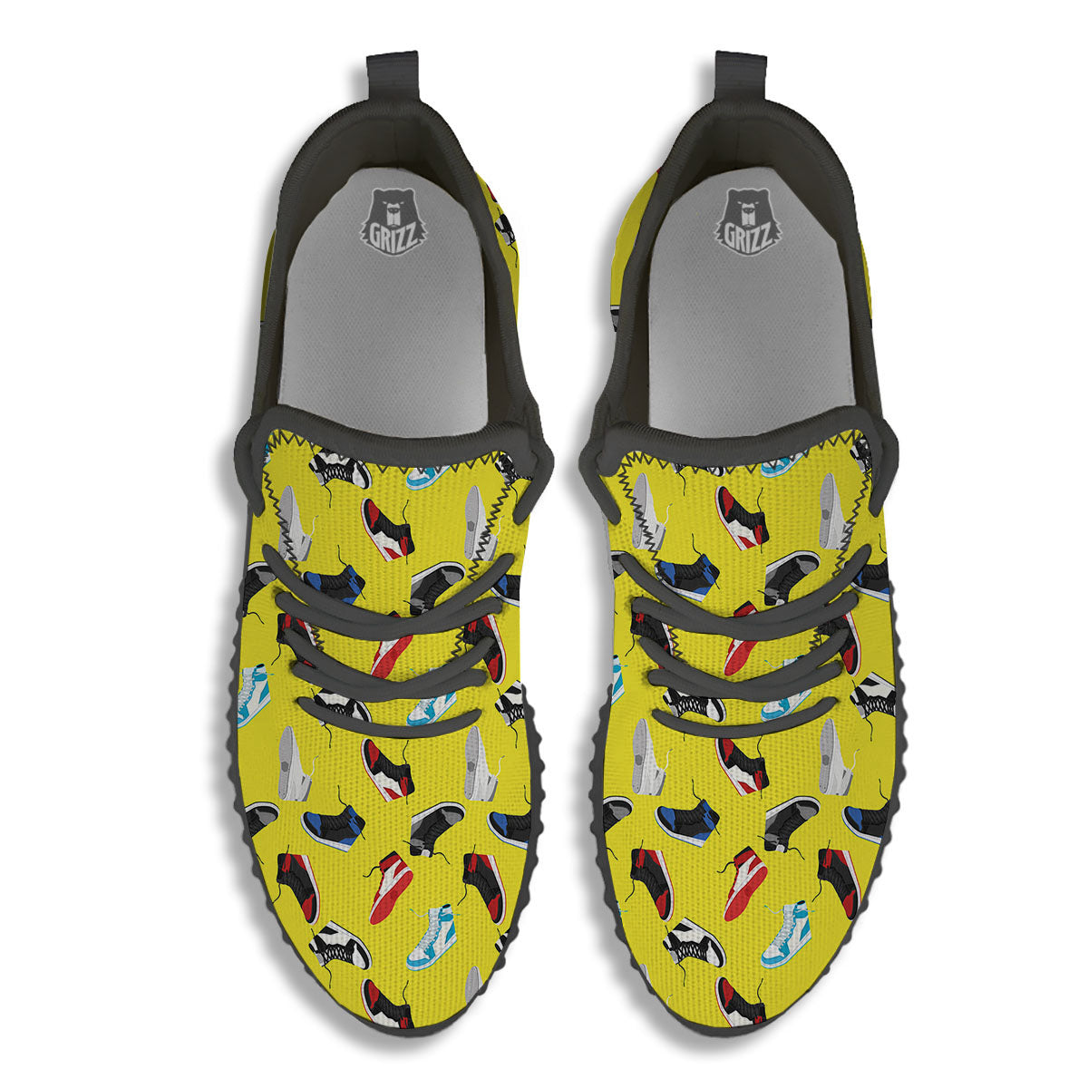 Emo Shoes Print Pattern Black Walking Shoes-grizzshop