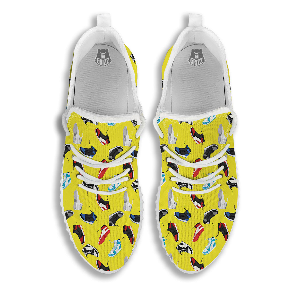 Emo Shoes Print Pattern White Walking Shoes-grizzshop