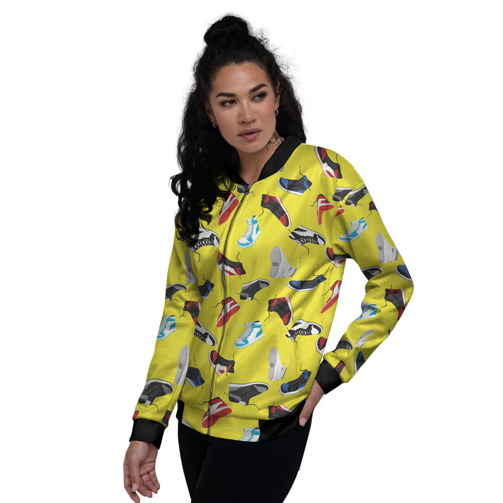 Emo Shoes Print Pattern Women's Bomber Jacket-grizzshop