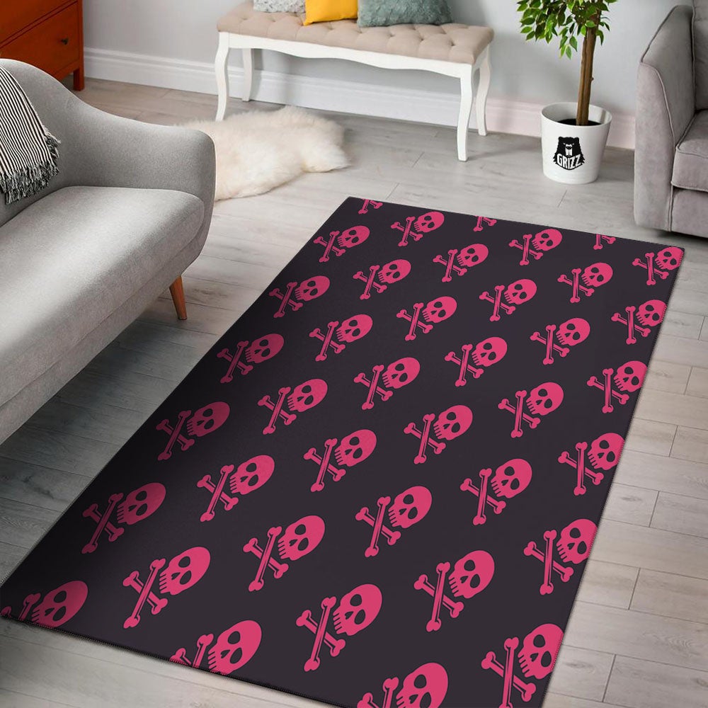 Emo Skull Pink Print Pattern Floor Mat-grizzshop