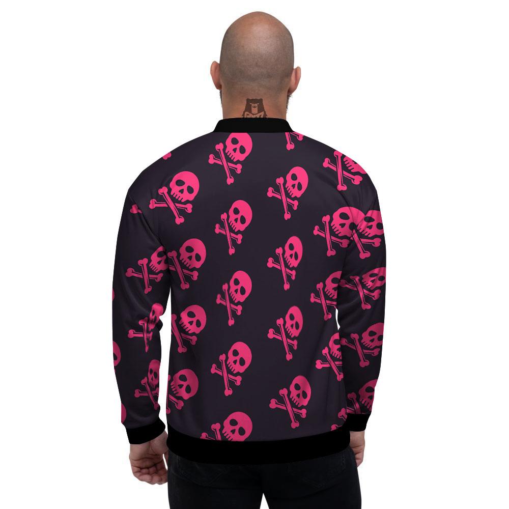 Emo Skull Pink Print Pattern Men's Bomber Jacket-grizzshop