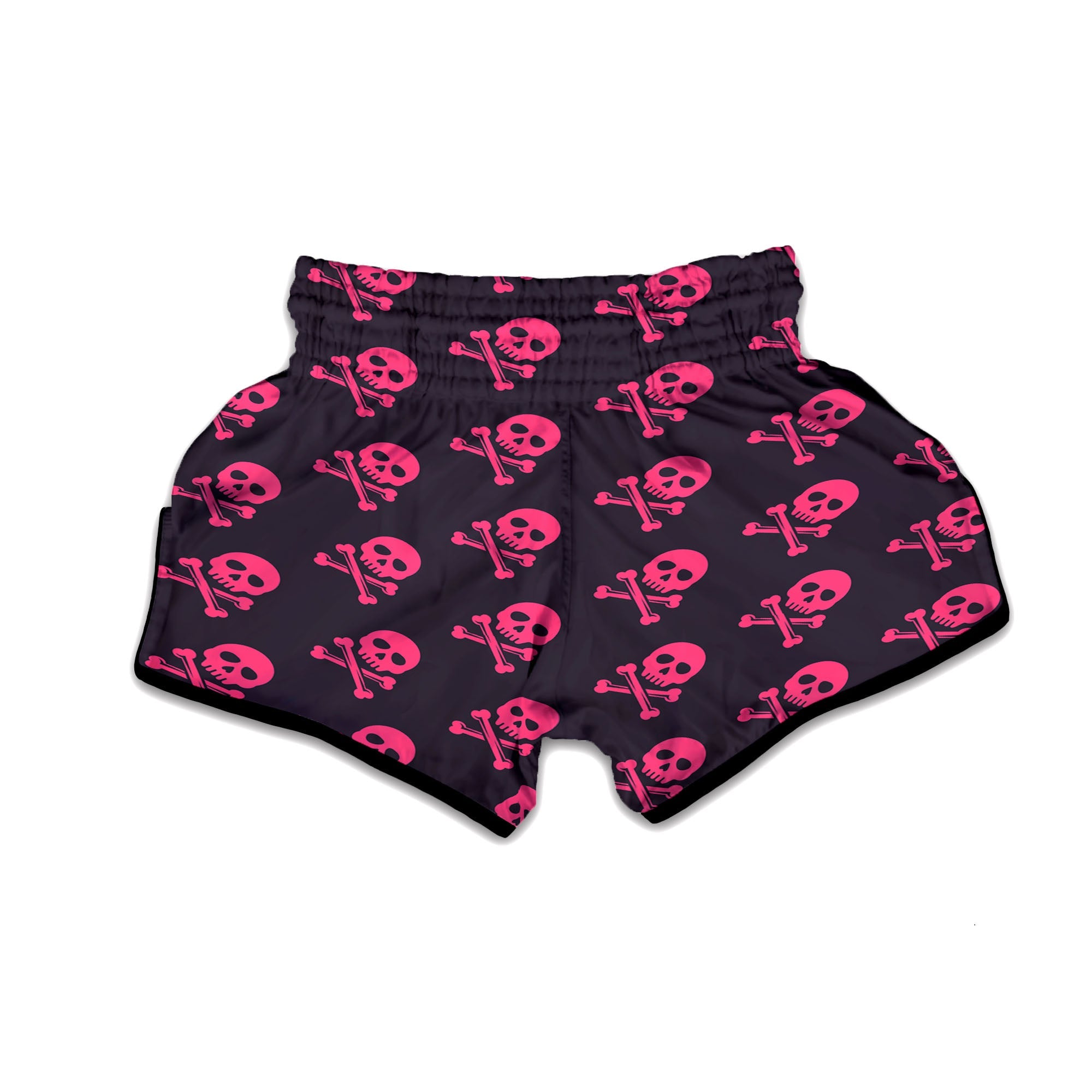 Emo Skull Pink Print Pattern Muay Thai Boxing Shorts-grizzshop