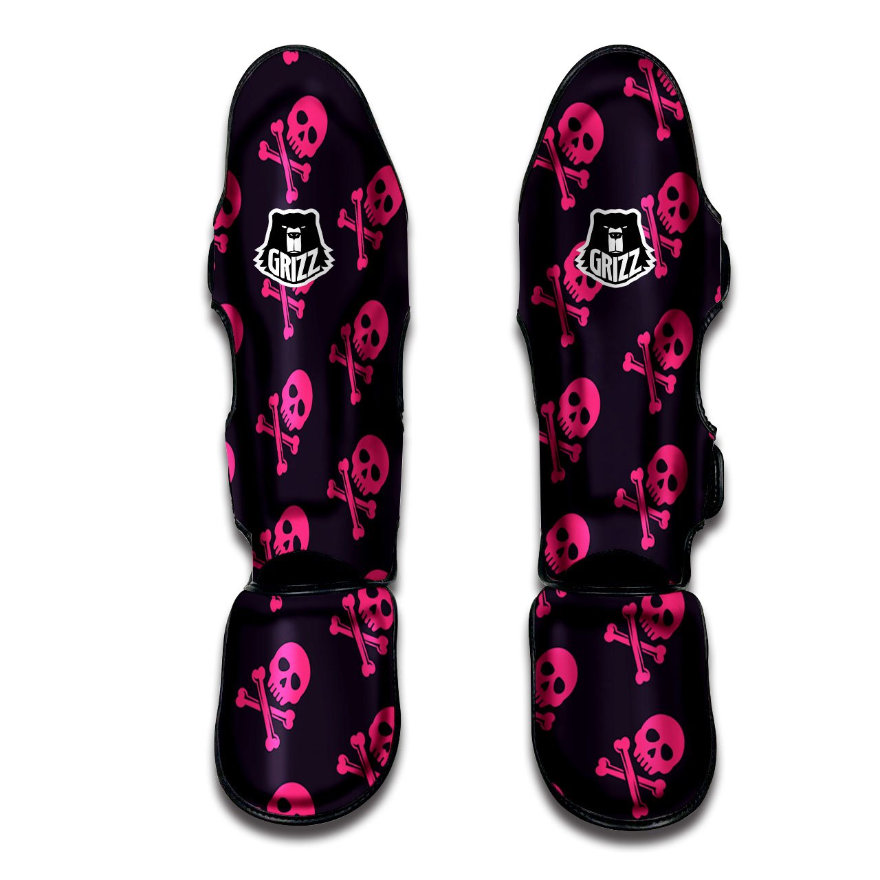 Emo Skull Pink Print Pattern Muay Thai Shin Guards-grizzshop