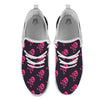 Emo Skull Pink Print Pattern White Athletic Shoes-grizzshop