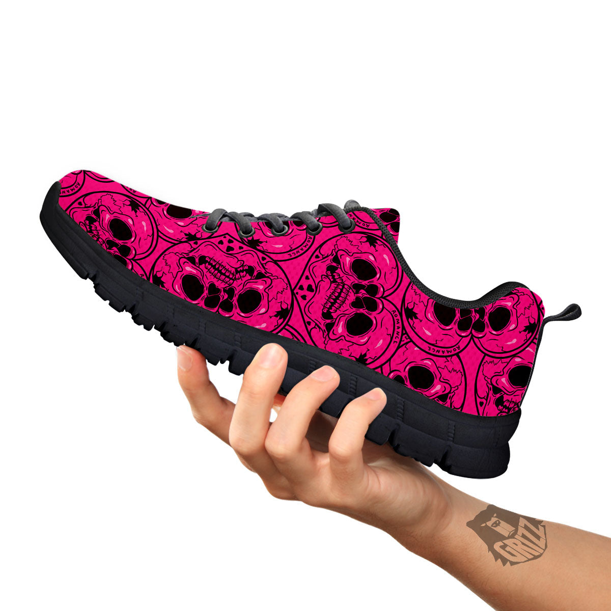 Emo Symbols Pink Print Pattern Black Sneaker-grizzshop