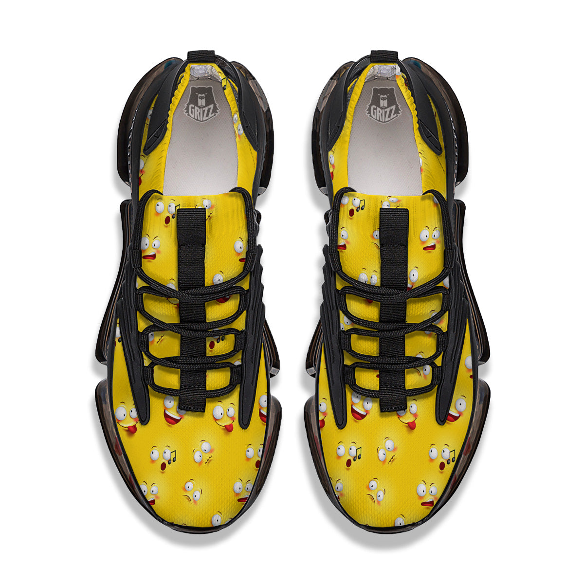 Emoji 3D Face Print Pattern Black Gym Shoes-grizzshop