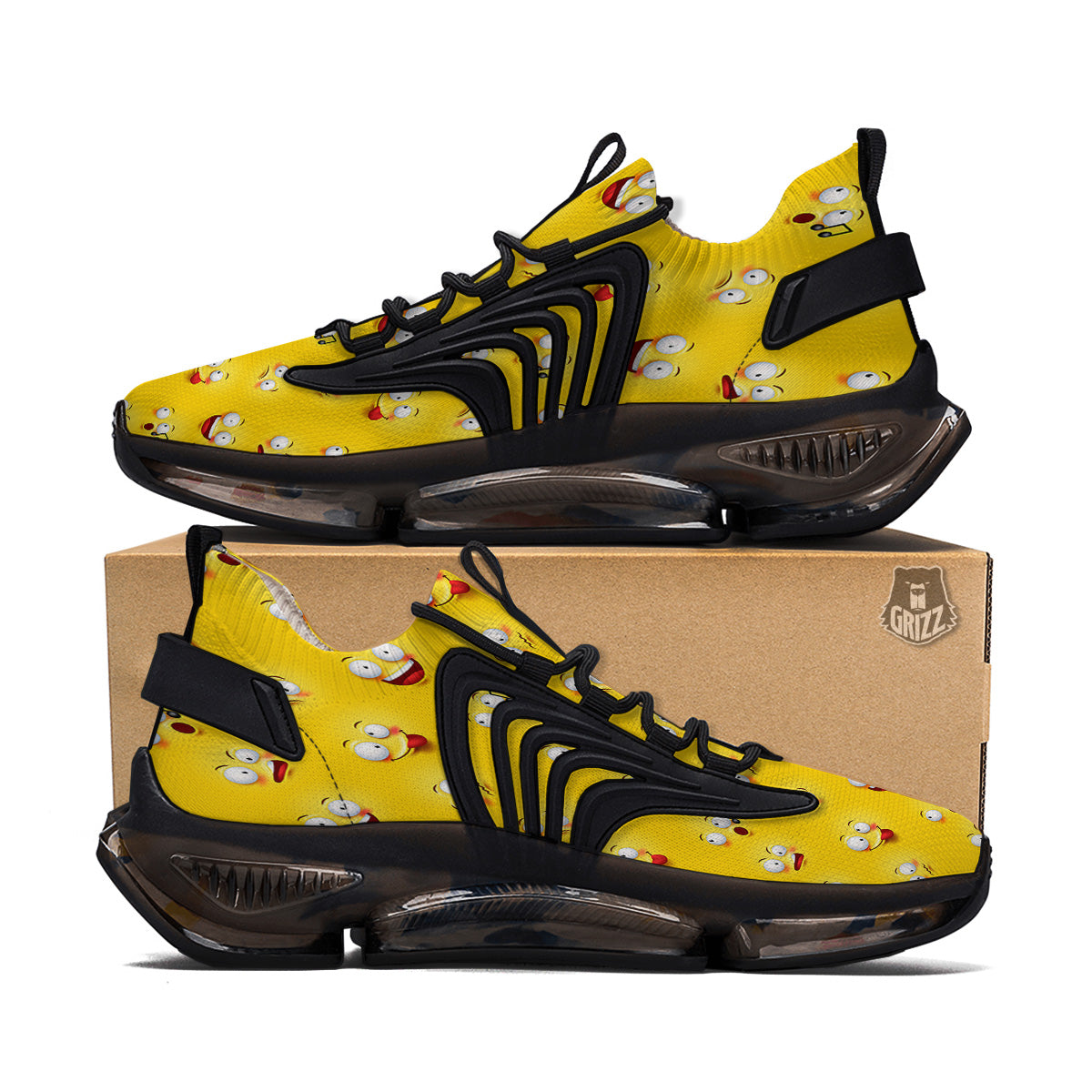Emoji 3D Face Print Pattern Black Gym Shoes-grizzshop