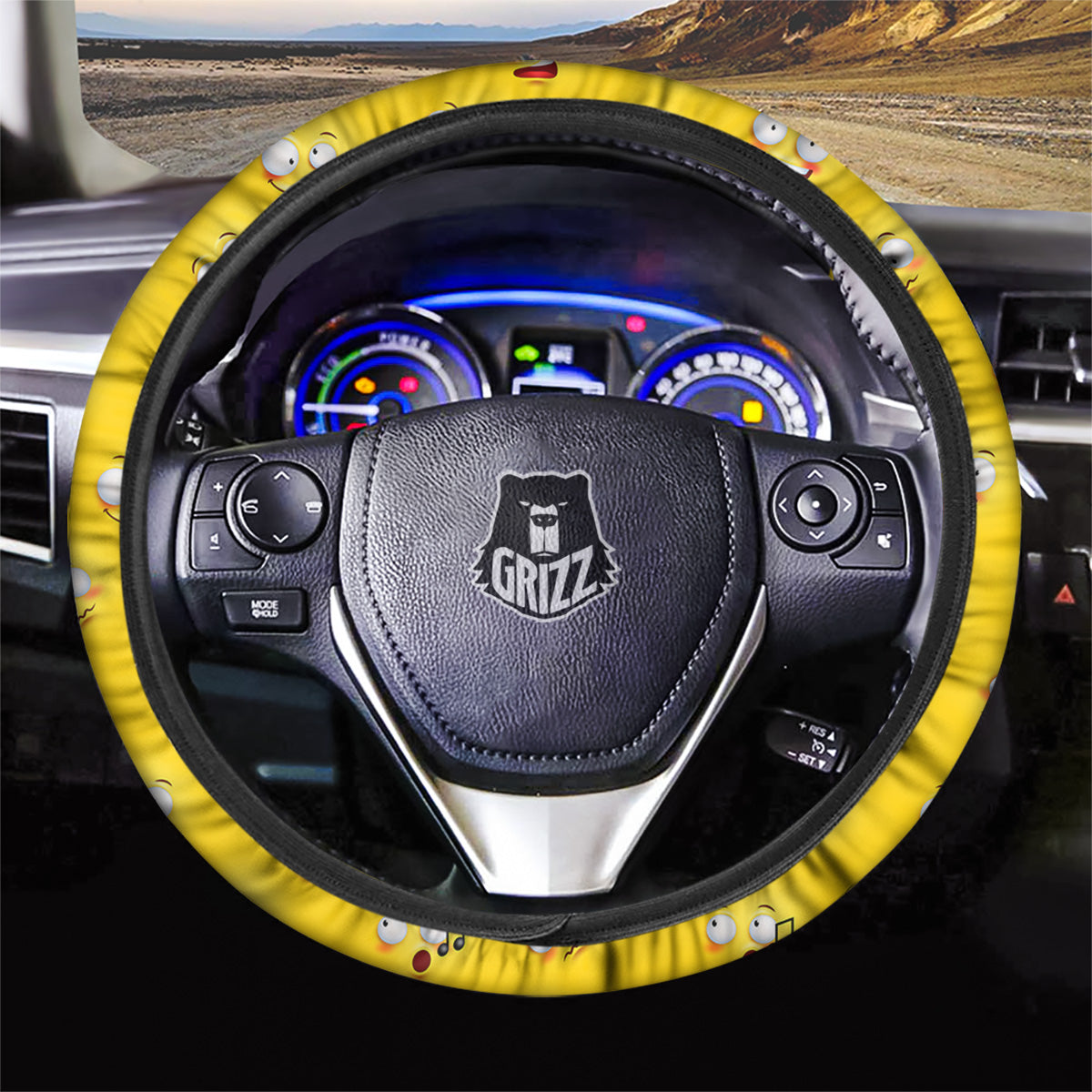 Emoji 3D Face Print Pattern Car Steering Wheel Cover-grizzshop