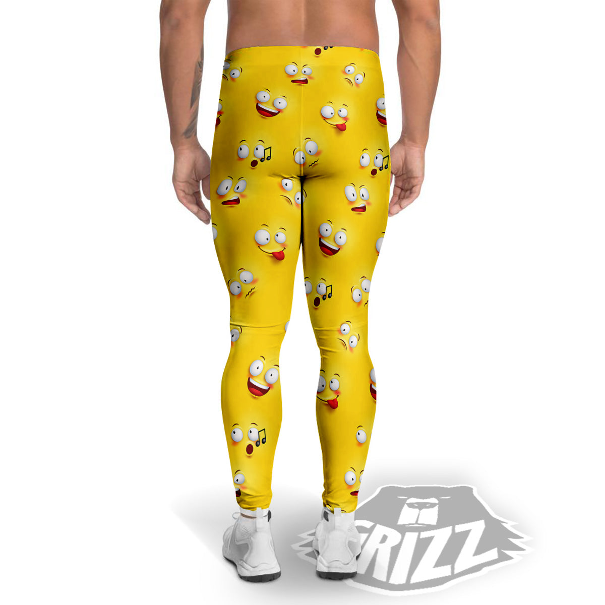 Emoji 3D Face Print Pattern Men's Leggings-grizzshop