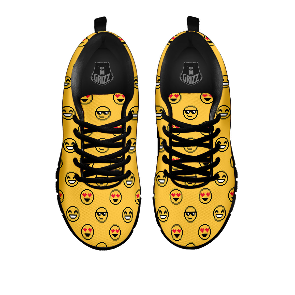 Emoji 8-Bit Print Pattern Black Sneaker-grizzshop