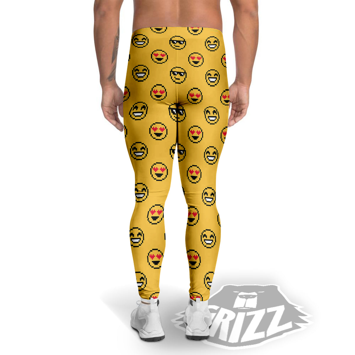 Emoji 8-Bit Print Pattern Men's Leggings-grizzshop