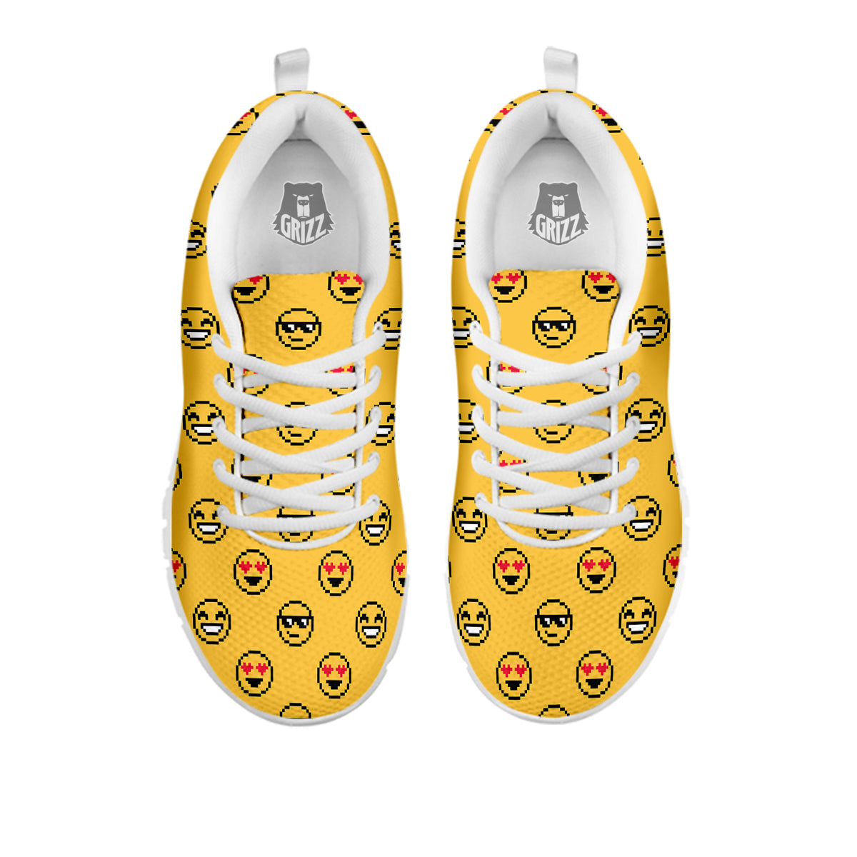 Emoji 8-Bit Print Pattern White Sneaker-grizzshop