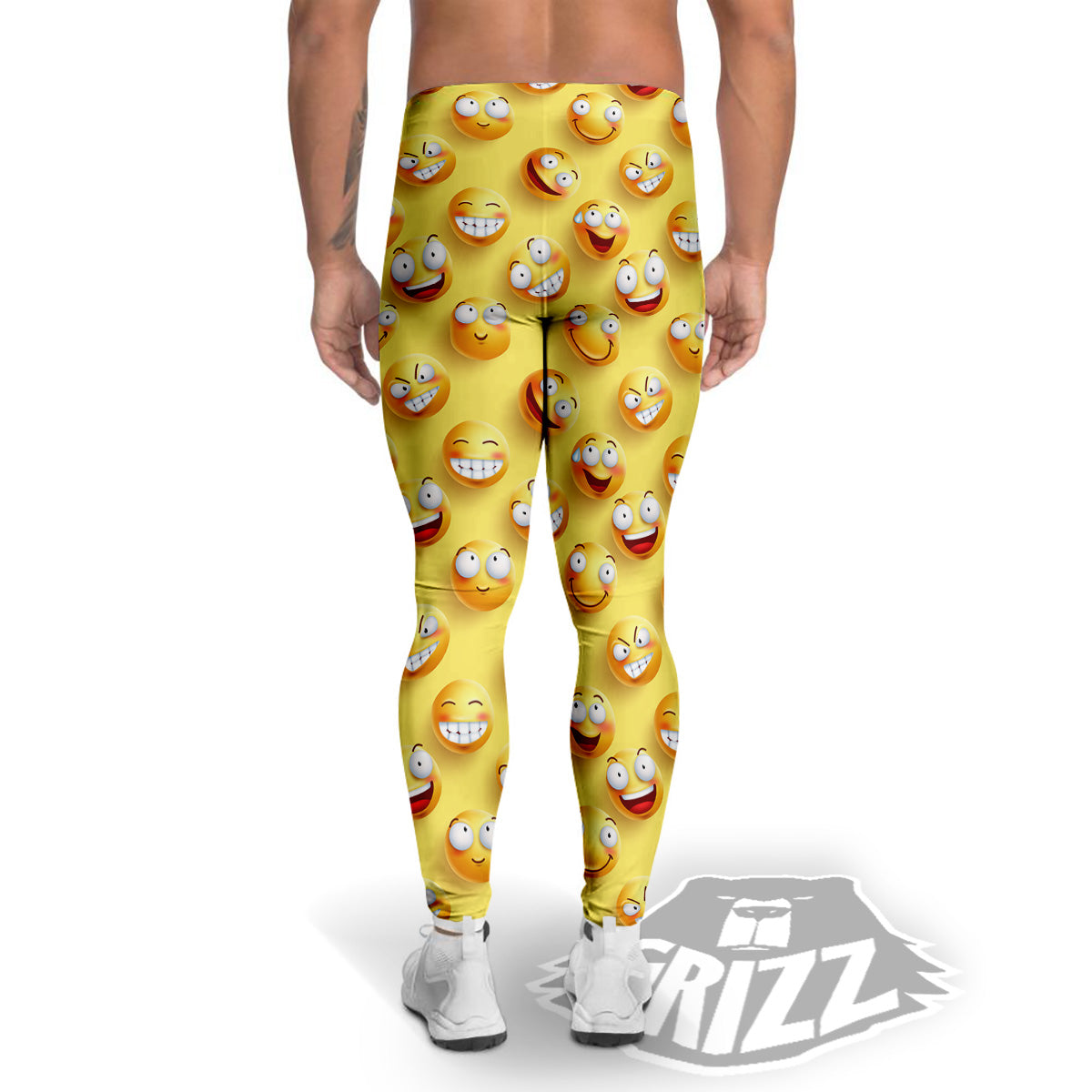 Emoji And Facial Expressions Print Pattern Men's Leggings-grizzshop