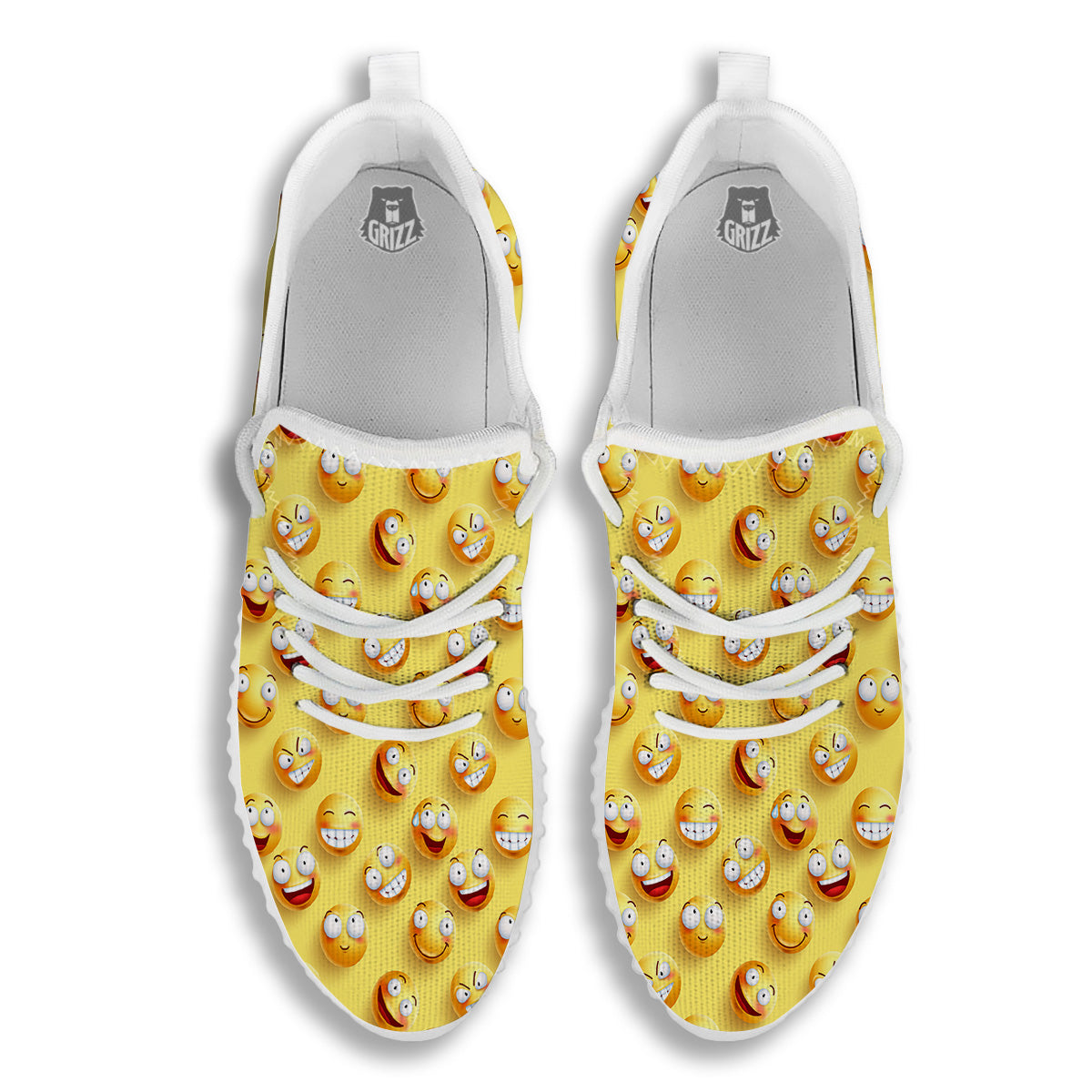 Emoji And Facial Expressions Print Pattern White Walking Shoes-grizzshop